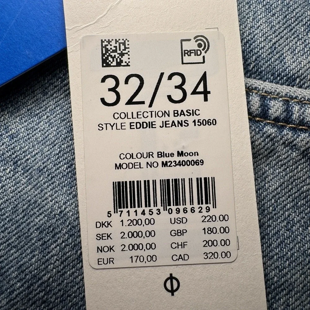 Samsoe Samsoe Jeans Mens 32 34 (33x34) Eddie Button Fly Blue Moon New - Picture 2 of 13